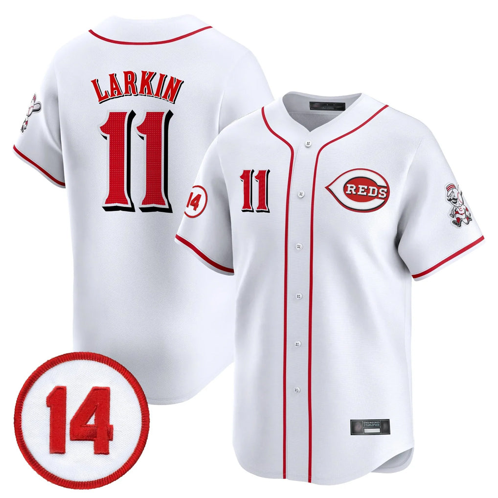 Boles C.Reds #11 Barry Larkin Player White Vapor Premier Limited Home Stitched Jerseys