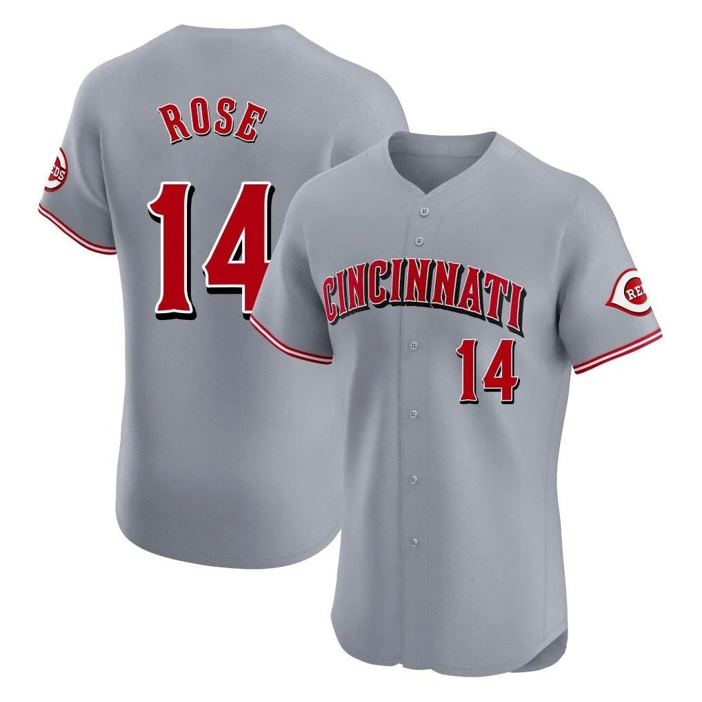 Boles C.Reds #14 Pete Rose Player Gray Limited Elite Home Stitched Jerseys
