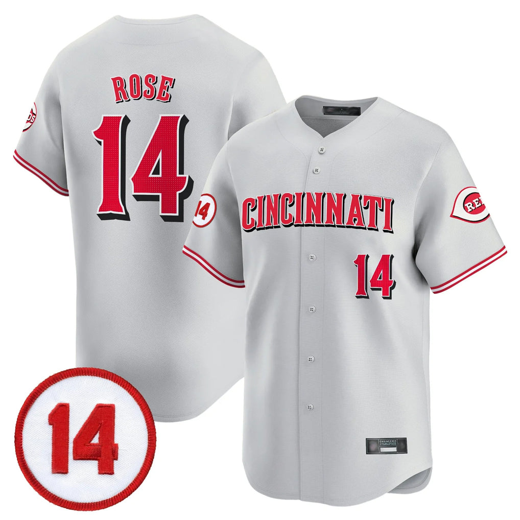Boles C.Reds #14 Pete Rose Player Gray Vapor Premier Limited Home Stitched Jerseys