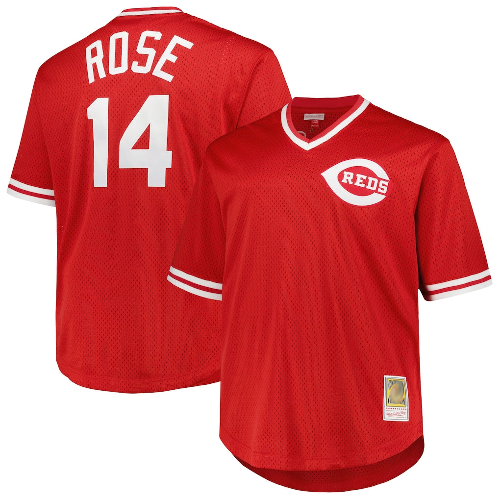 Boles C.Reds #14 Pete Rose Player Mitchell & Ness Red Throwback Cooperstown Mesh T-shirt Game Stitched Jerseys