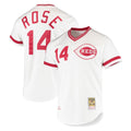 Boles C.Reds #14 Pete Rose Player Mitchell & Ness White Throwback Cooperstown Mesh T-shirt Game Stitched Jerseys