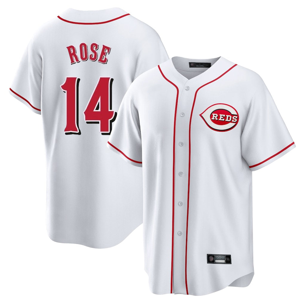 Boles C.Reds #14 Pete Rose Player White Game Home Stitched Jerseys