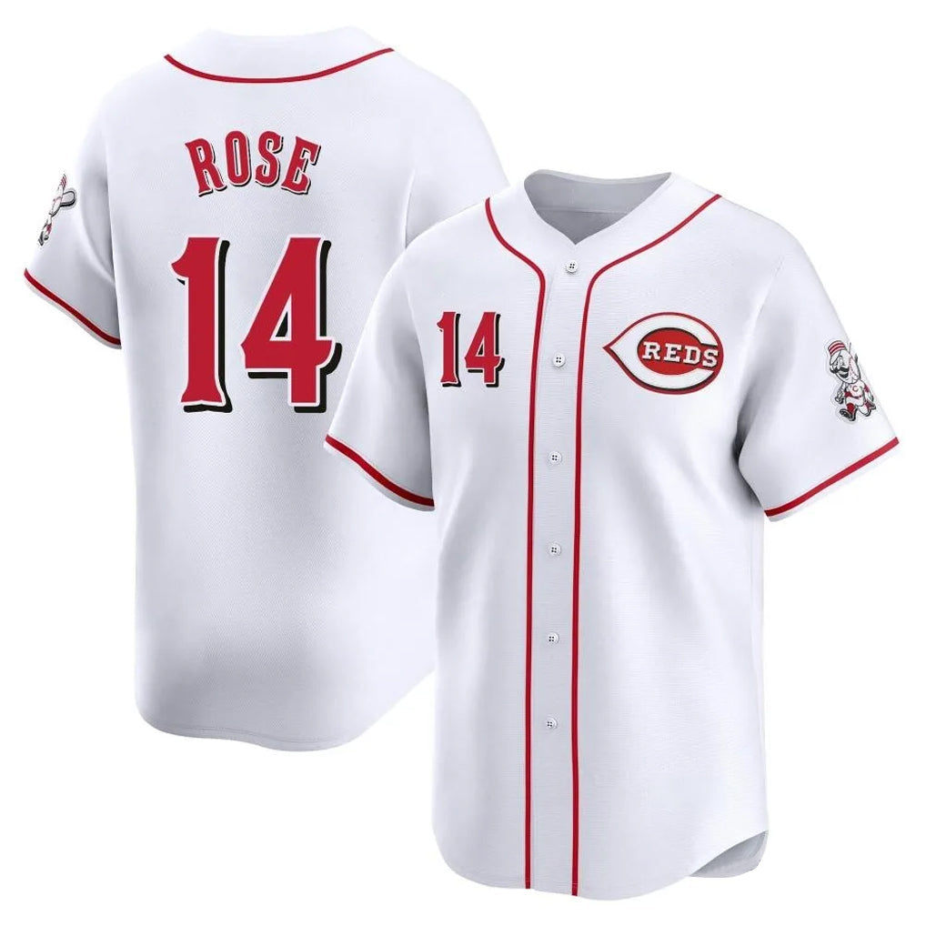 Boles C.Reds #14 Pete Rose Player White Home Limited Stitched Jerseys