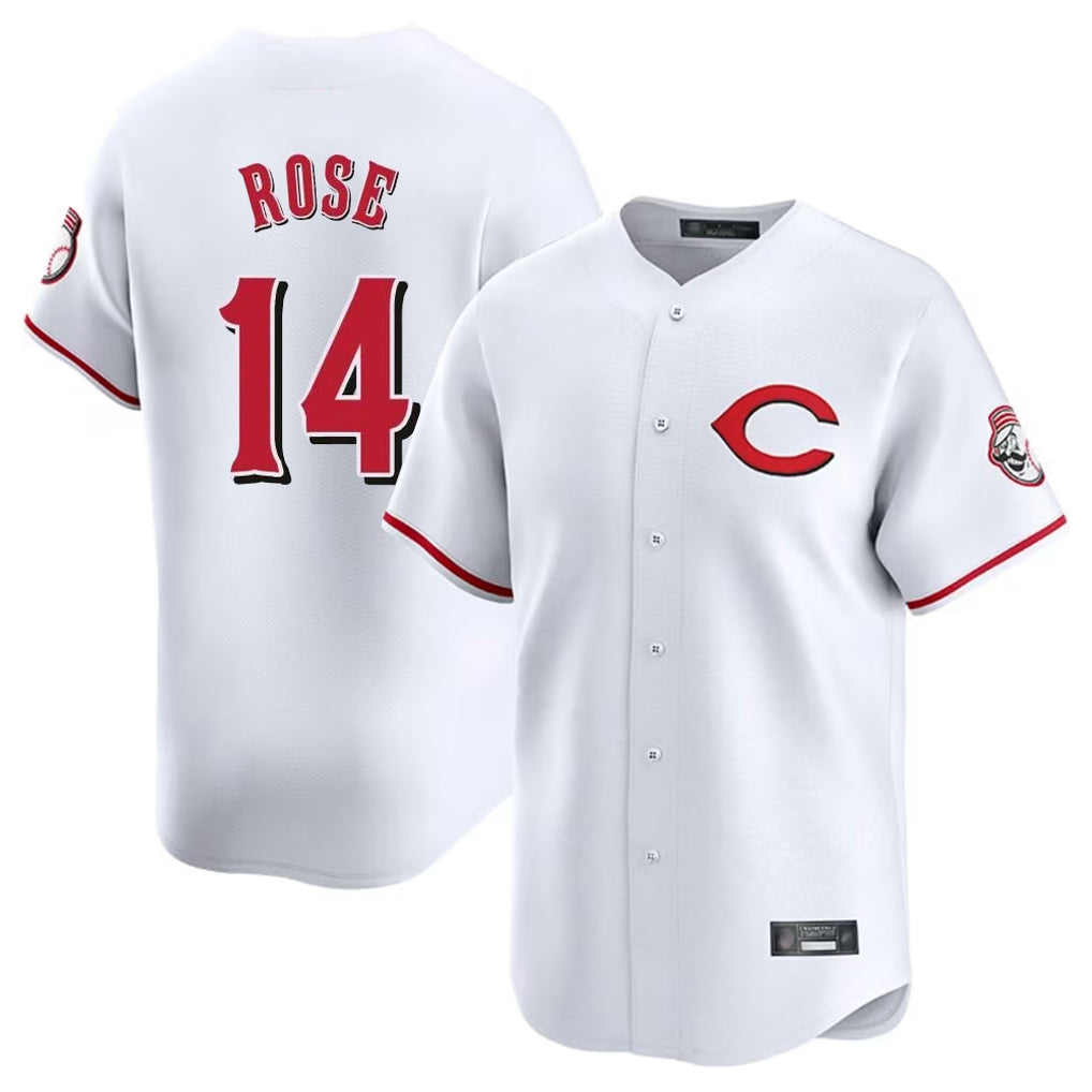 Boles C.Reds #14 Pete Rose Player White Limited Home Stitched Jerseys