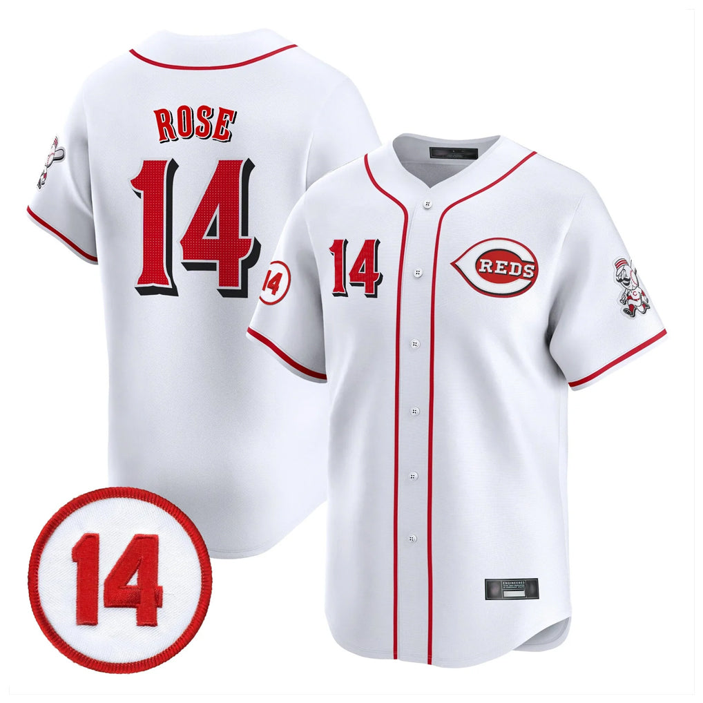Boles C.Reds #14 Pete Rose Player White Vapor Premier Limited Home Stitched Jerseys