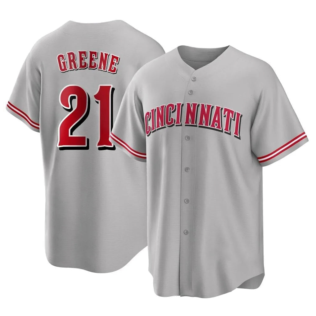 Boles C.Reds #21 Hunter Greene Player Gray Home Game Stitched Jerseys