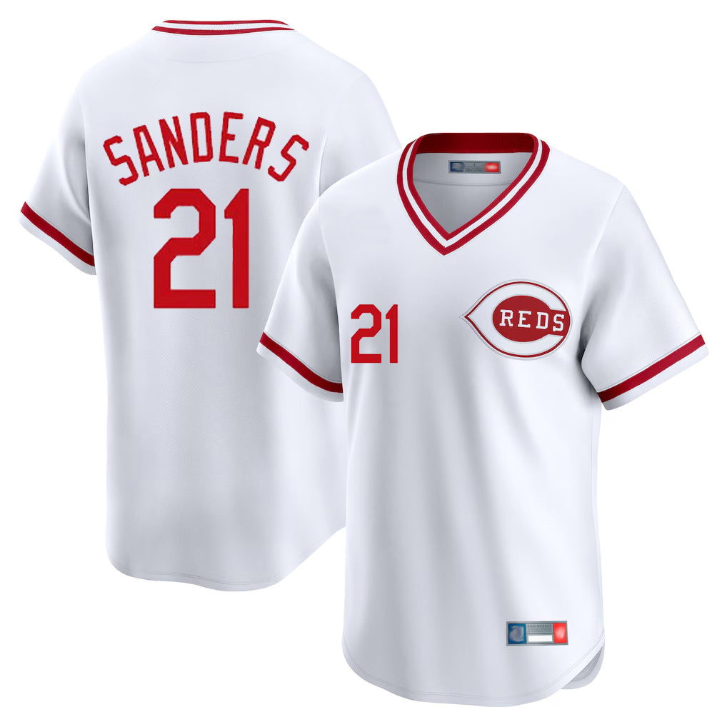 Boles C.Reds #21 Hunter Greene Player White Cooperstown Collection Limited T-shirt Home Stitched Jerseys