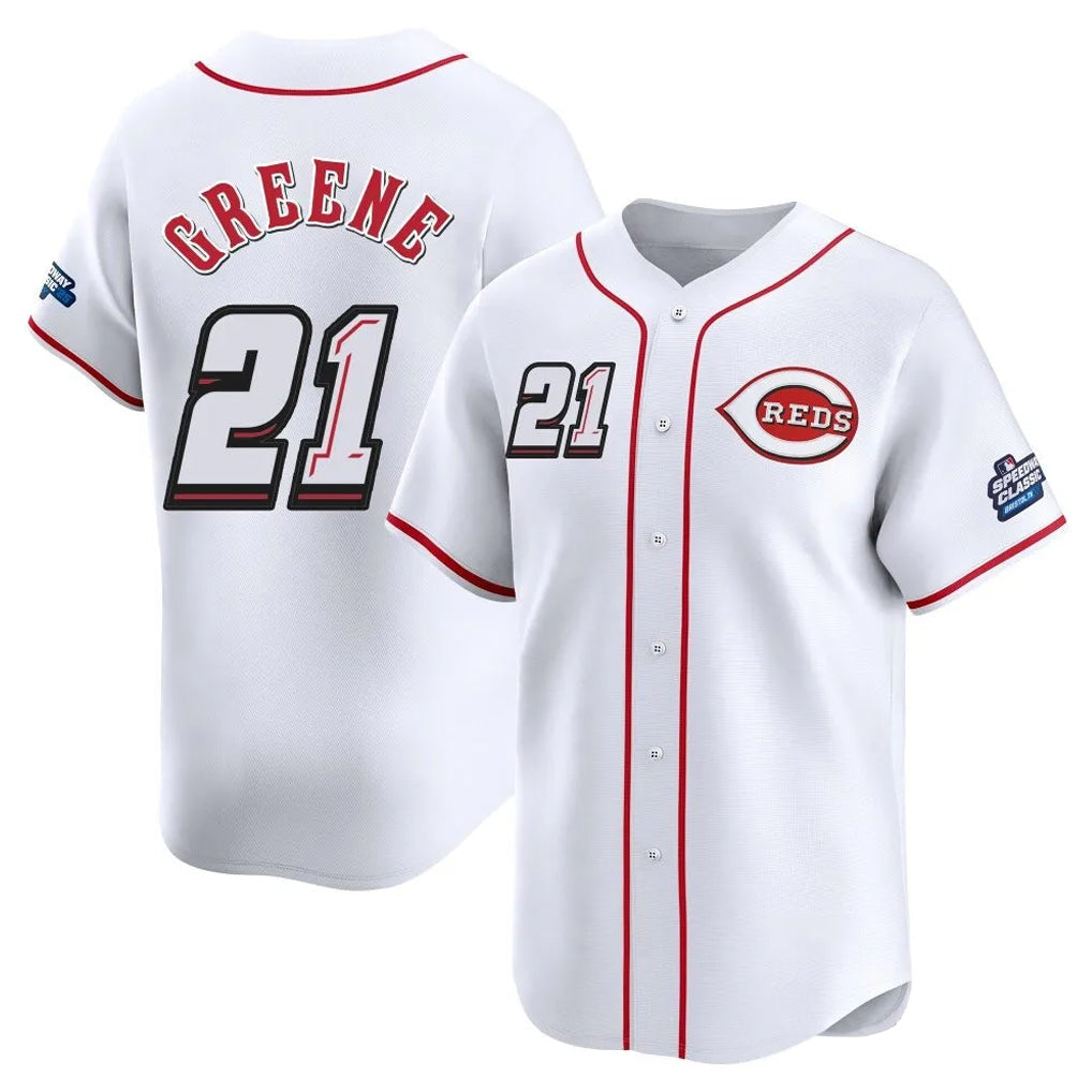 Boles C.Reds #21 Hunter Greene Player White Speedway Classic Home Limited Stitched Jerseys