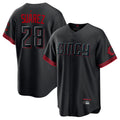 Boles C.Reds #28 Eugenio Su¨¢rez Player Black City Connect Home Game Stitched Jerseys