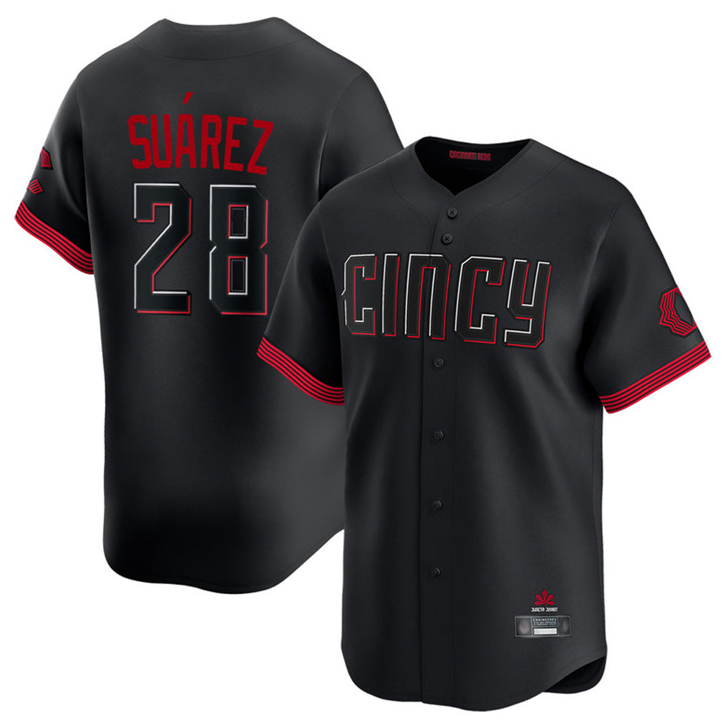 Boles C.Reds #28 Eugenio Su¨¢rez Player Black City Connect Home Limited Stitched Jerseys