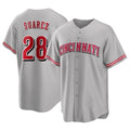Boles C.Reds #28 Eugenio Su¨¢rez Player Gray Home Game Stitched Jerseys