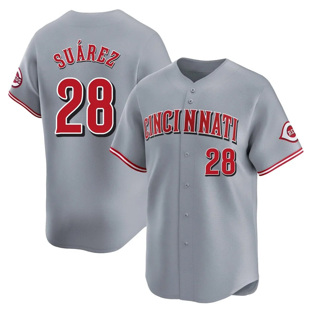 Boles C.Reds #28 Eugenio Su¨¢rez Player Gray Home Limited Stitched Jerseys