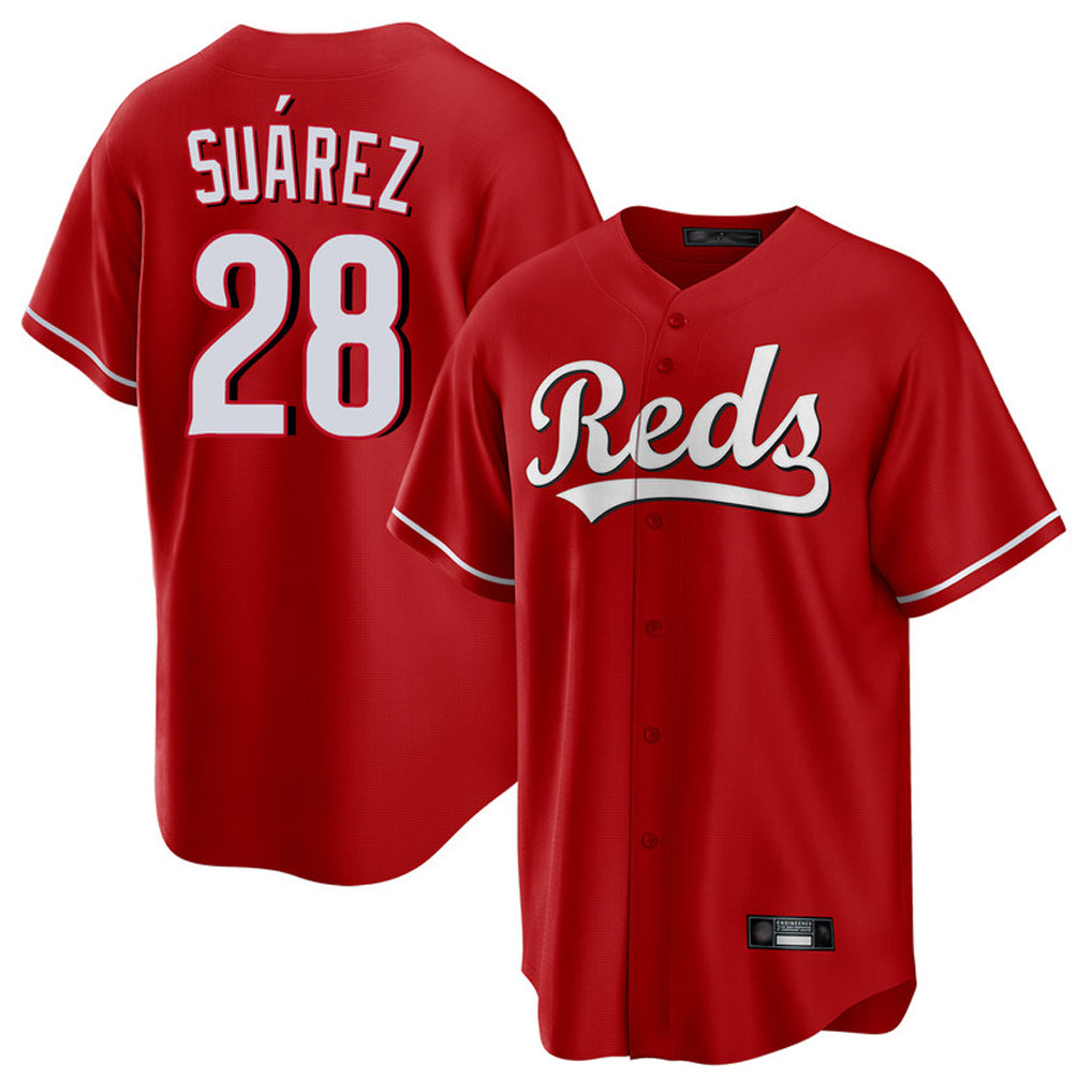 Boles C.Reds #28 Eugenio Su¨¢rez Player Red Home Game Stitched Jerseys