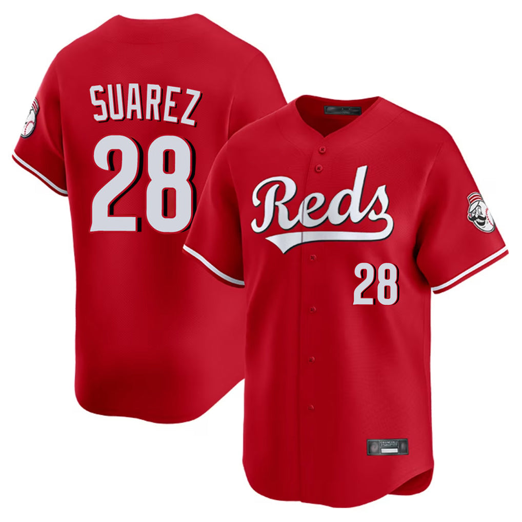 Boles C.Reds #28 Eugenio Su¨¢rez Player Red Home Limited Stitched Jerseys
