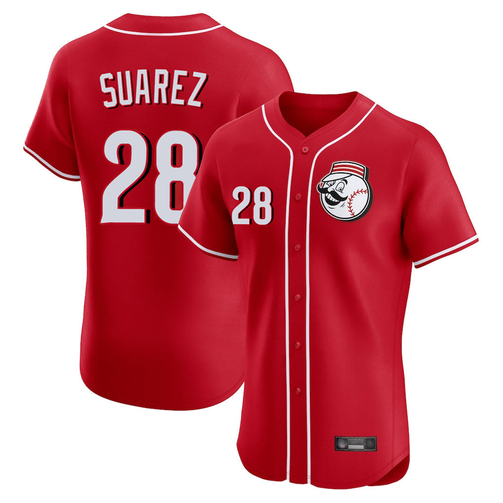 Boles C.Reds #28 Eugenio Su¨¢rez Player Red Limited Elite Home Game Stitched Jerseys