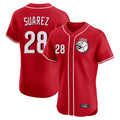 Boles C.Reds #28 Eugenio Su¨¢rez Player Red Limited Elite Home Game Stitched Jerseys