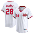 Boles C.Reds #28 Eugenio Su¨¢rez Player White Cooperstown Collection Limited T-shirt Home Stitched Jerseys
