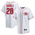 Boles C.Reds #28 Eugenio Su¨¢rez Player White Game Home Stitched Jerseys
