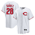 Boles C.Reds #28 Eugenio Su¨¢rez Player White Home Game Stitched Jerseys