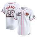 Boles C.Reds #28 Eugenio Su¨¢rez Player White Speedway Classic Home Limited Stitched Jerseys