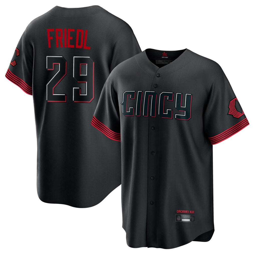 Boles C.Reds #29 TJ Friedl Player Black City Connect Home Game Stitched Jerseys