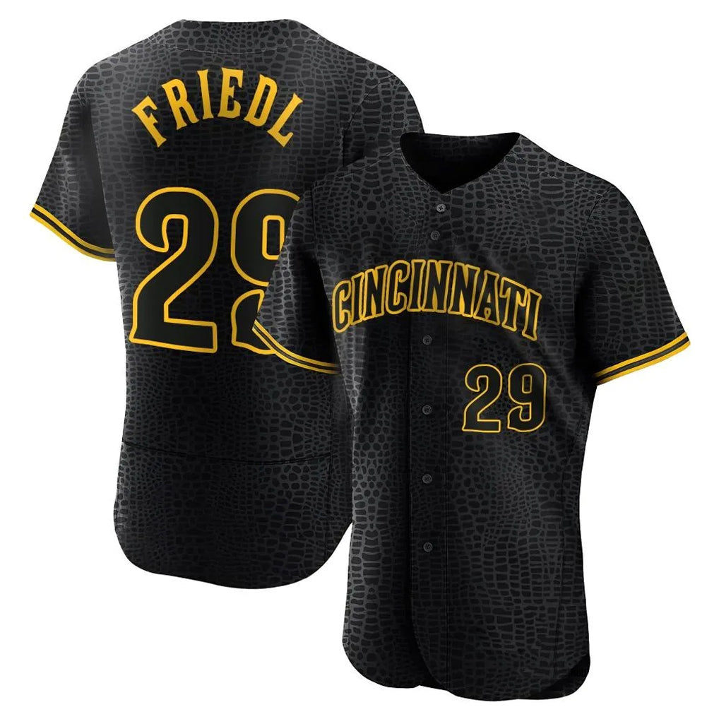 Boles C.Reds #29 TJ Friedl Player Black Snake Skin City Limited Elite Home Stitched Jerseys