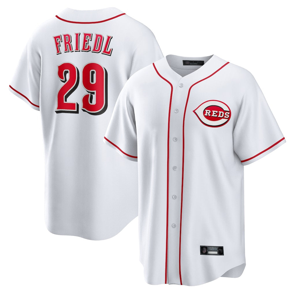 Boles C.Reds #29 TJ Friedl Player White Game Home Stitched Jerseys