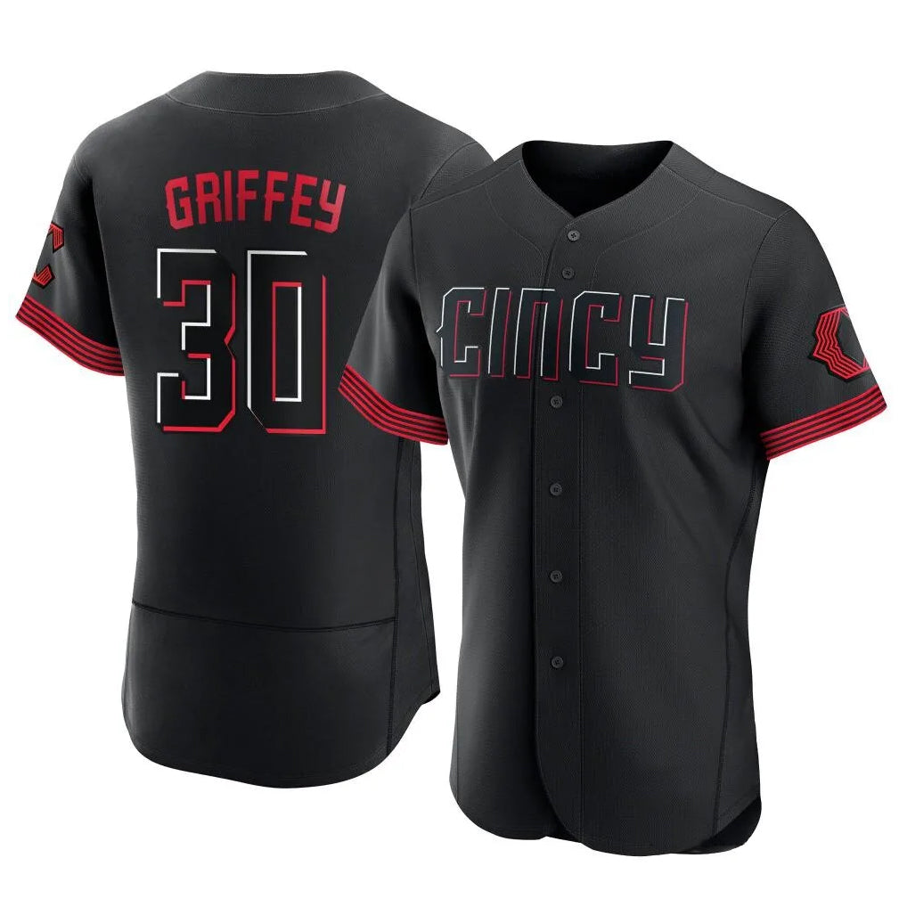 Boles C.Reds #30 Ken Griffey Player Black City Connect Limited Elite Home Stitched Jerseys