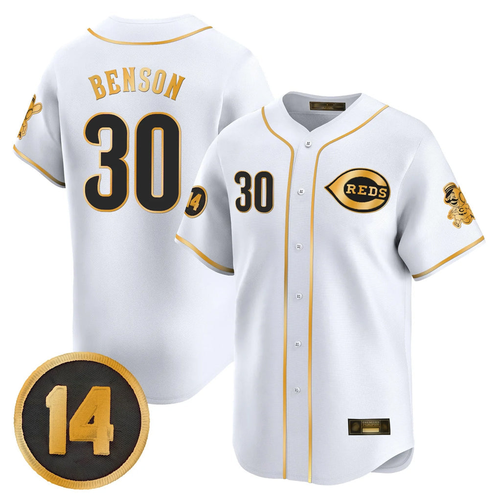 Boles C.Reds #30 Ken Griffey Player White-Gold Vapor Premier Limited Home Stitched Jerseys