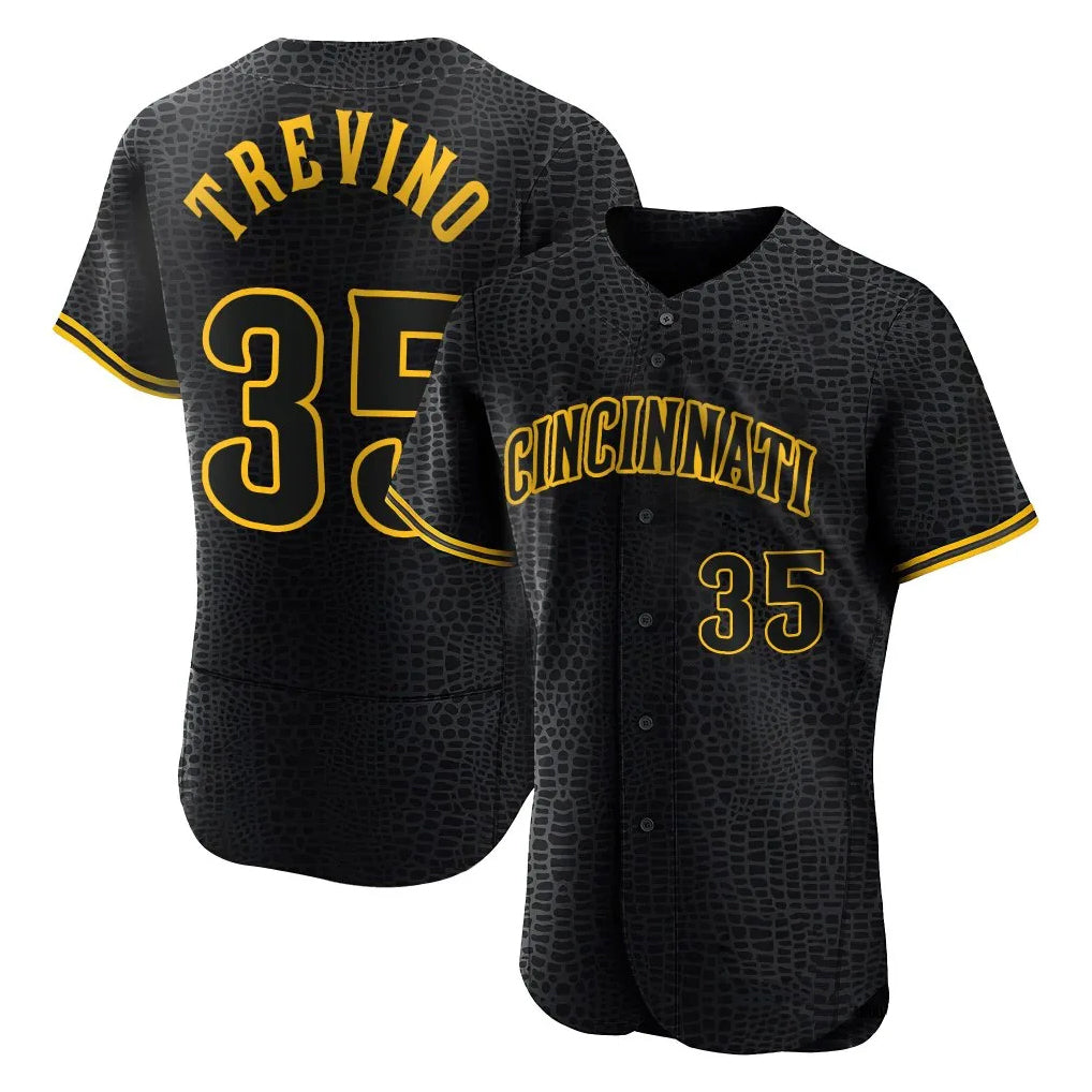Boles C.Reds #35 Jose Trevino Player Black Snake Skin City Limited Elite Home Stitched Jerseys