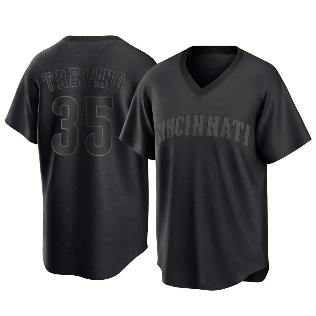 Boles C.Reds #35 Jose Trevino Player Black T-shirt Game Home Stitched Jerseys