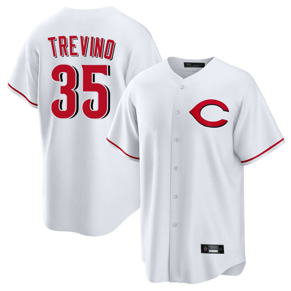 Boles C.Reds #35 Jose Trevino Player White Home Game Stitched Jerseys