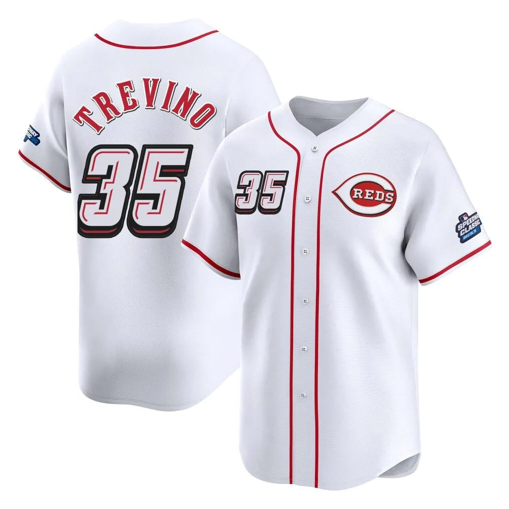 Boles C.Reds #35 Jose Trevino Player White Speedway Classic Home Limited Stitched Jerseys