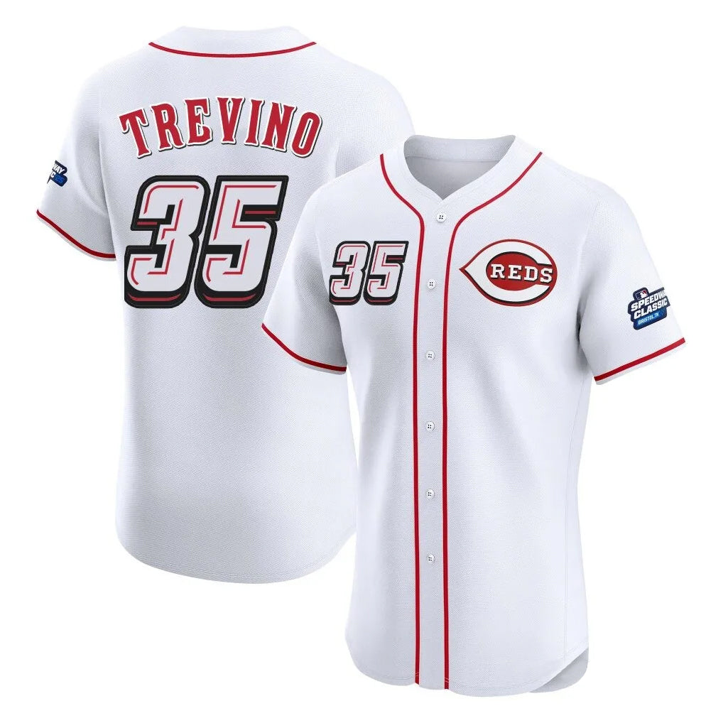 Boles C.Reds #35 Jose Trevino Player White Speedway Classic Limited Elite Home Stitched Jerseys