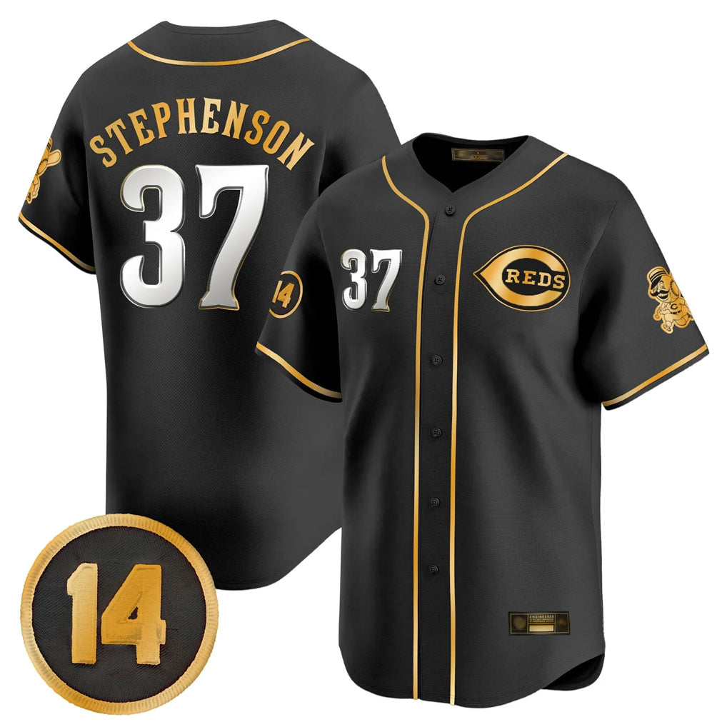 Boles C.Reds #37 Tyler Stephenson Player Black-Gold Vapor Premier Limited Home Stitched Jerseys