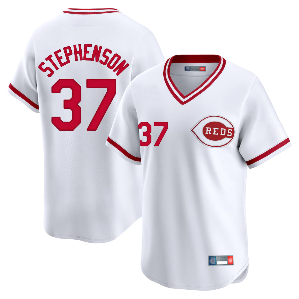 Boles C.Reds #37 Tyler Stephenson Player White Cooperstown Collection Limited T-shirt Home Stitched Jerseys