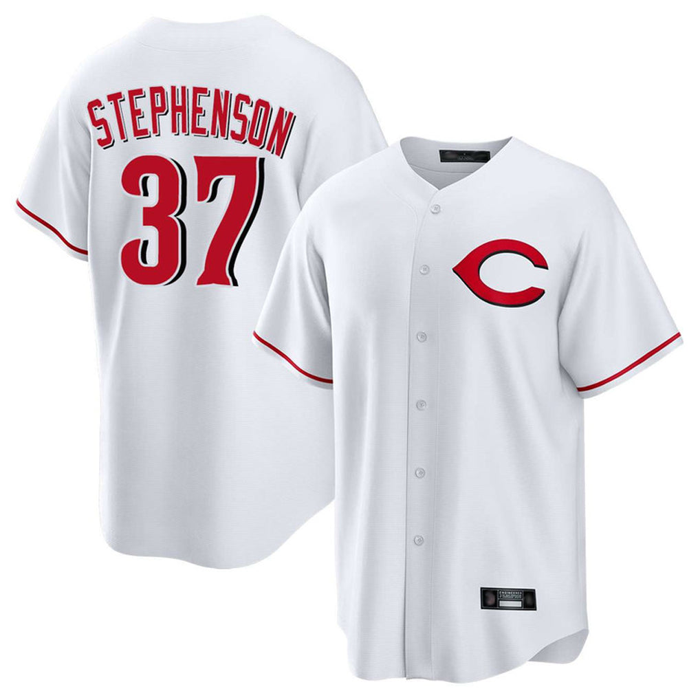 Boles C.Reds #37 Tyler Stephenson Player White Home Game Stitched Jerseys