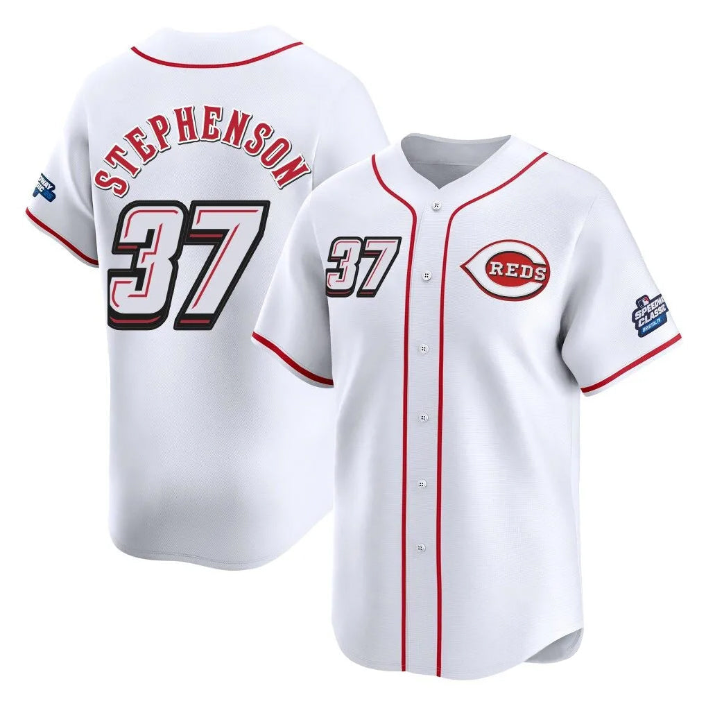 Boles C.Reds #37 Tyler Stephenson Player White Speedway Classic Home Limited Stitched Jerseys