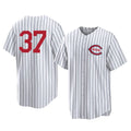 Boles C.Reds #37 Tyler Stephenson Player White Stripe Field of Dreams Game Home Stitched Jerseys