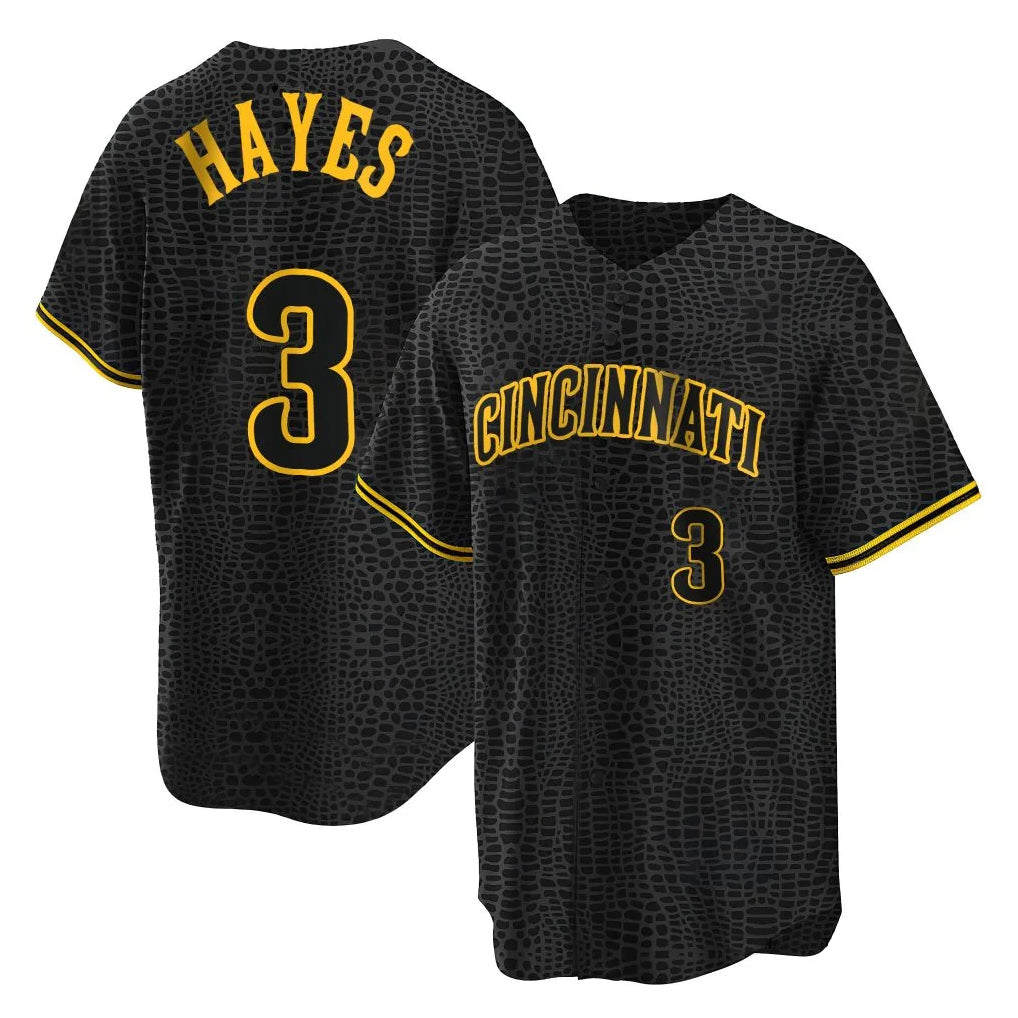 Boles C.Reds #3 Ke'Bryan Hayes Player Black Snake Skin City Home Stitched Jerseys