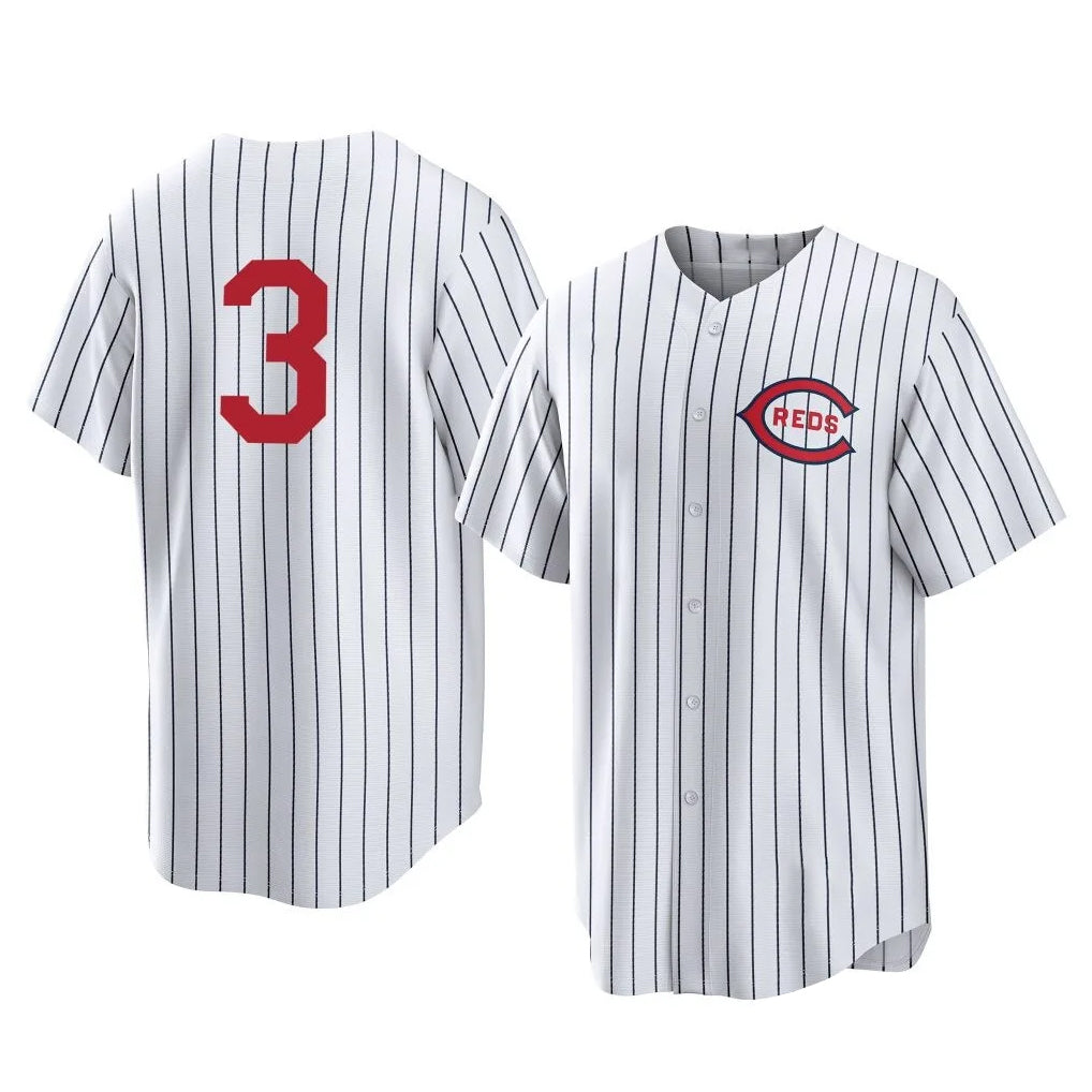 Boles C.Reds #3 Ke'Bryan Hayes Player White Stripe Field of Dreams Game Home Stitched Jerseys