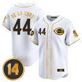Boles C.Reds #44 Elly De La Cruz Player White-Gold Vapor Premier Limited Home Stitched Jerseys