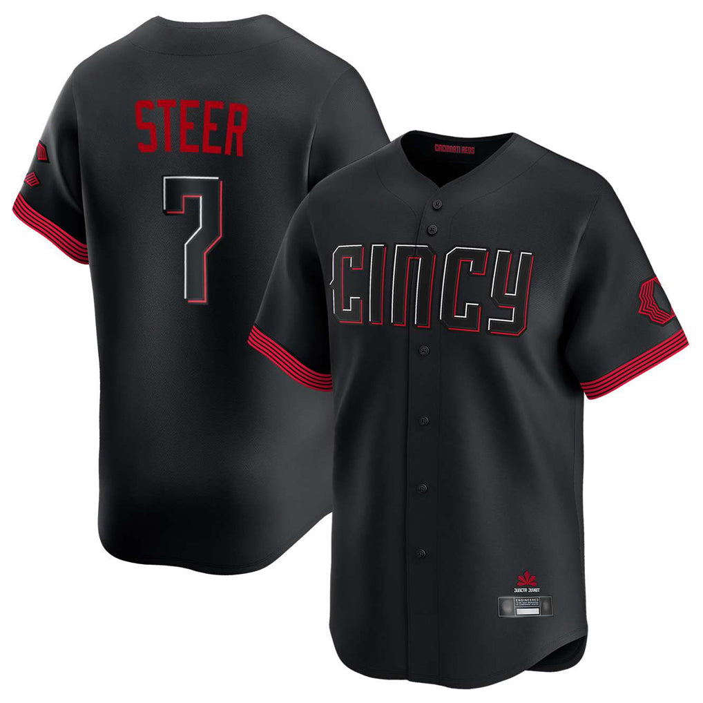 Boles C.Reds #7 Spencer Steer Player Black City Connect Home Limited Stitched Jerseys
