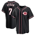 Boles C.Reds #7 Spencer Steer Player Black Fashion Out Home Game Stitched Jerseys