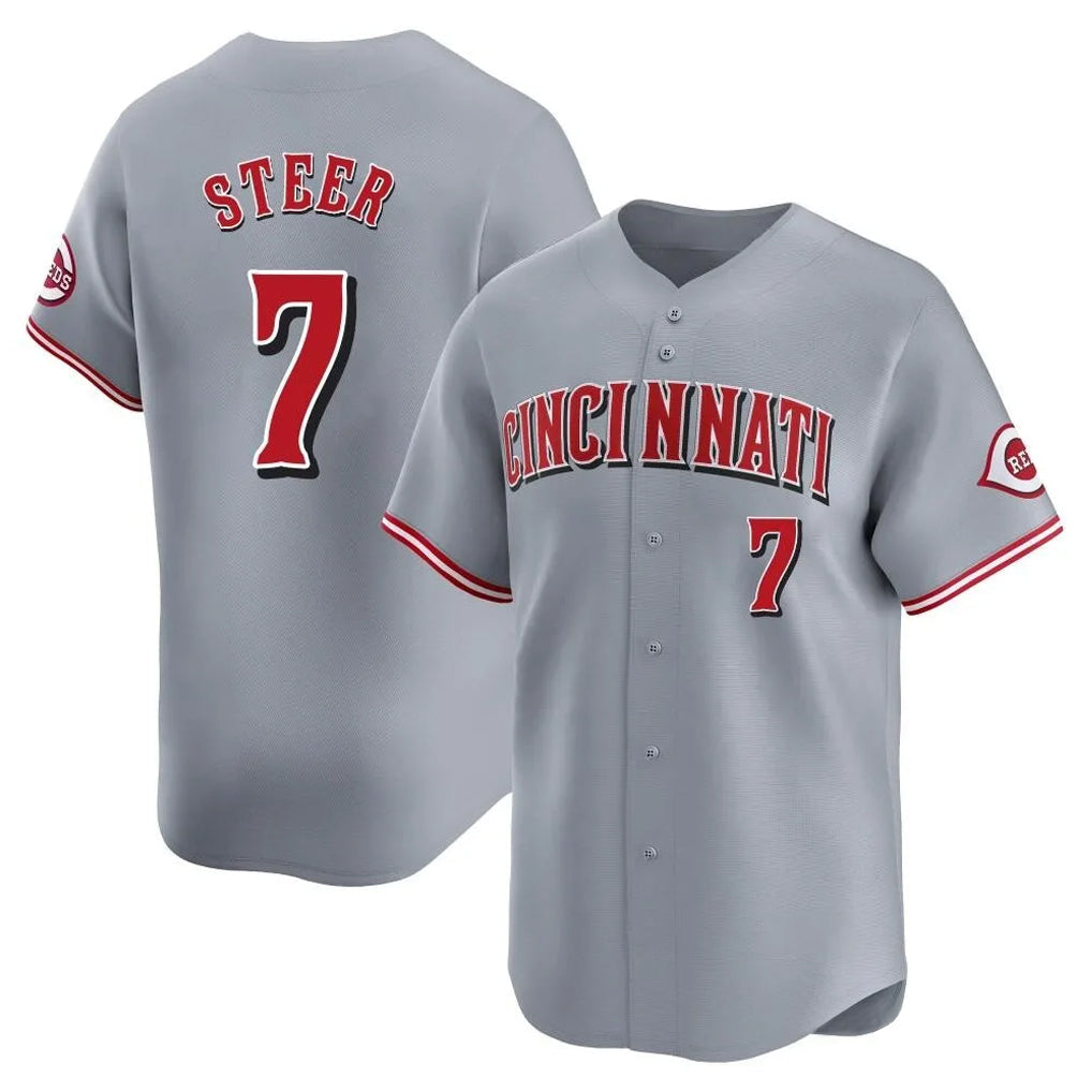 Boles C.Reds #7 Spencer Steer Player Gray Home Limited Stitched Jerseys