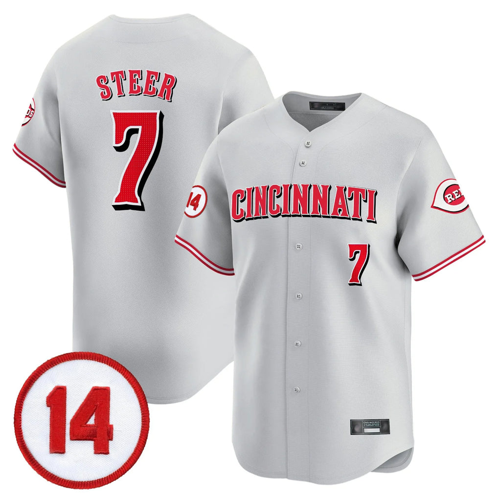 Boles C.Reds #7 Spencer Steer Player Gray Vapor Premier Limited Home Stitched Jerseys