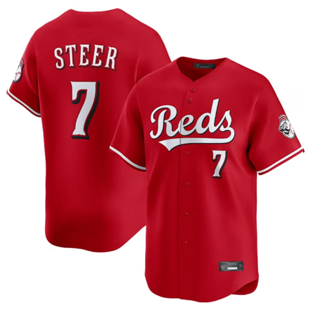 Boles C.Reds #7 Spencer Steer Player Red Home Limited Stitched Jerseys