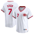Boles C.Reds #7 Spencer Steer Player White Cooperstown Collection Limited T-shirt Home Stitched Jerseys