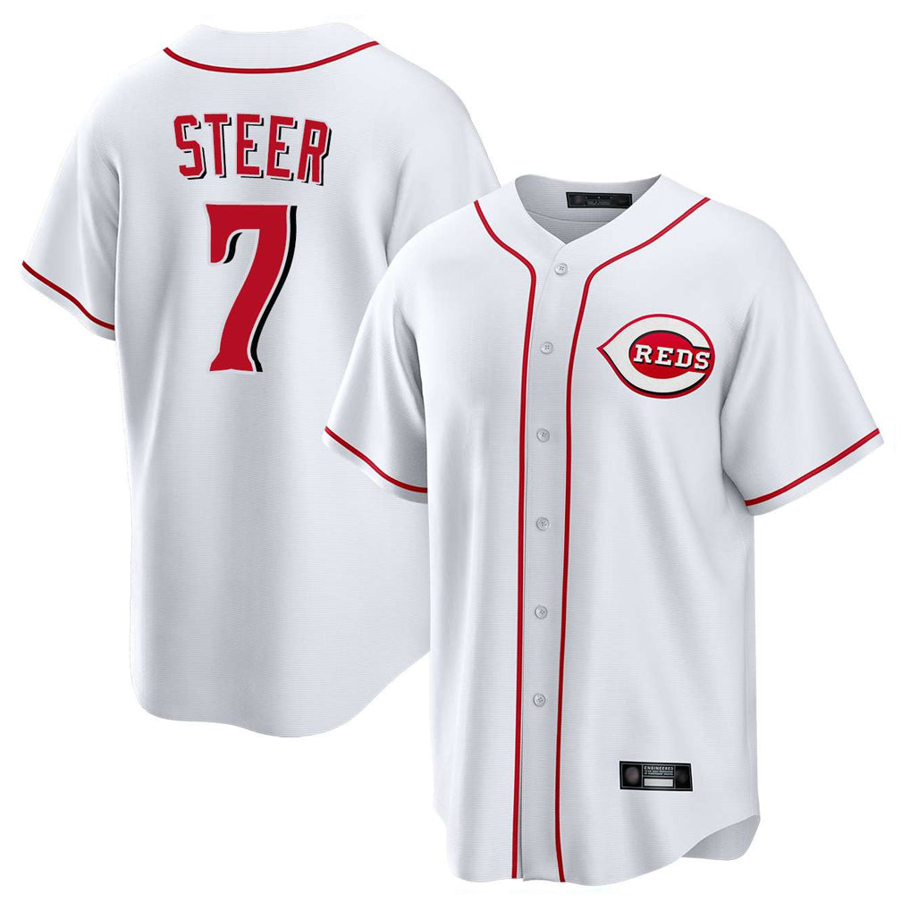 Boles C.Reds #7 Spencer Steer Player White Game Home Stitched Jerseys