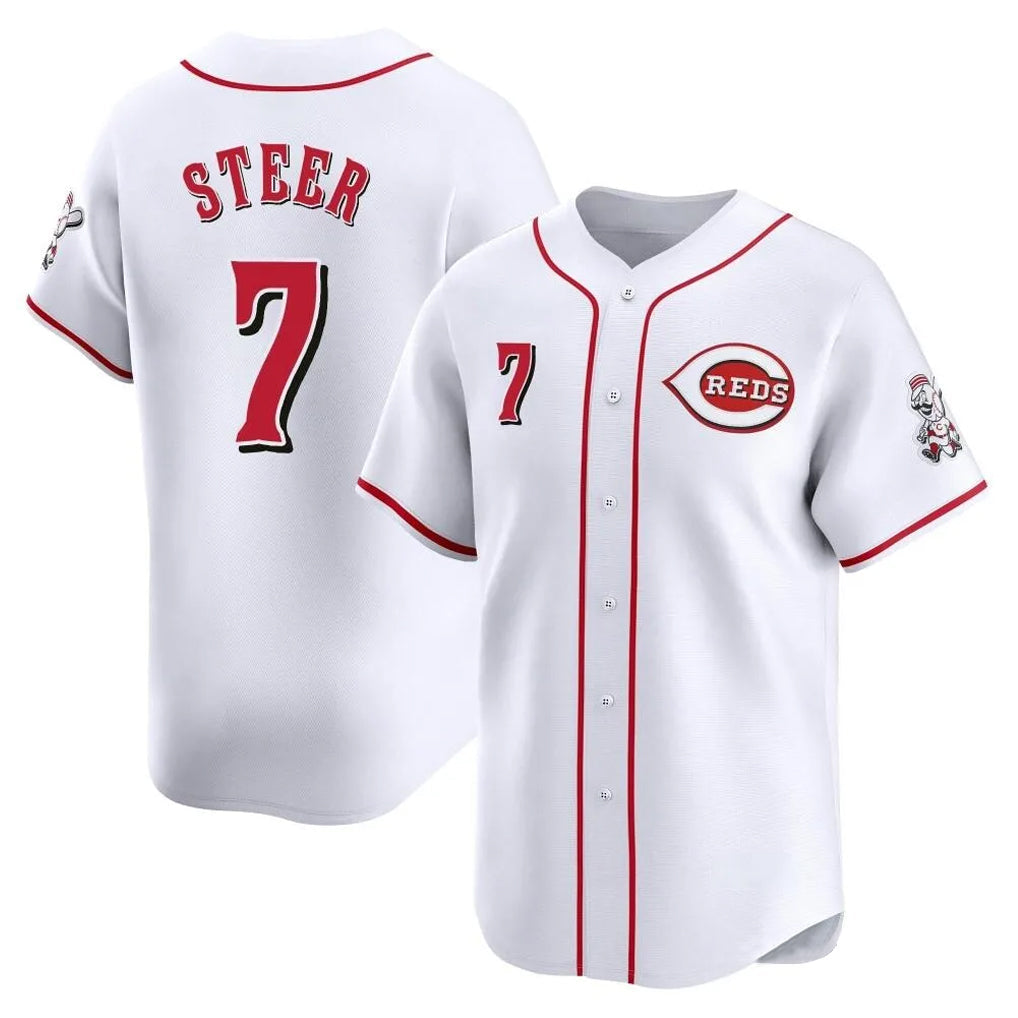 Boles C.Reds #7 Spencer Steer Player White Home Limited Stitched Jerseys